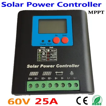

25A50A 60V 72V MPPT Solar Charge Controller, Home Use 60V Battery Regulator 25A for 1500W PV Solar Panels Modules,LCD Display