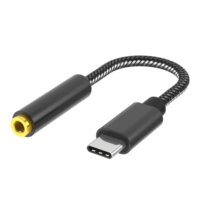 Аудио кабель типа C USB C AUX адаптер с интеллектуальным IC, внешний 384 кГц ЦАП равен звуковой карте для ваших телефонов - Цвет: BLACK