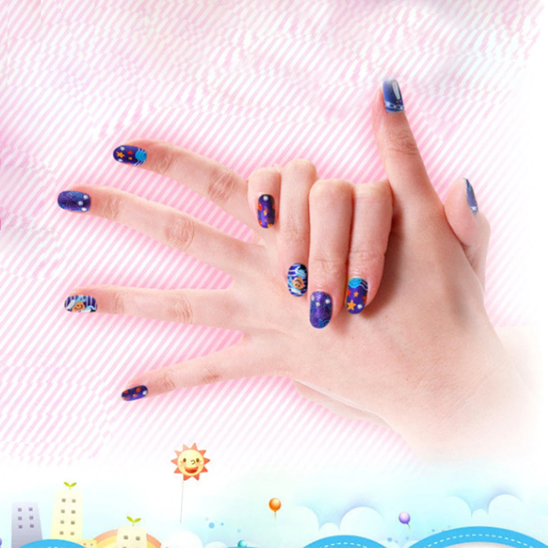 15pcs Girls DIY Dreaming Nail sticker игровой набор поддельный Набор для нейл-арта игрушка косметика для детей ролевые игры подарок на день рождения-розовый
