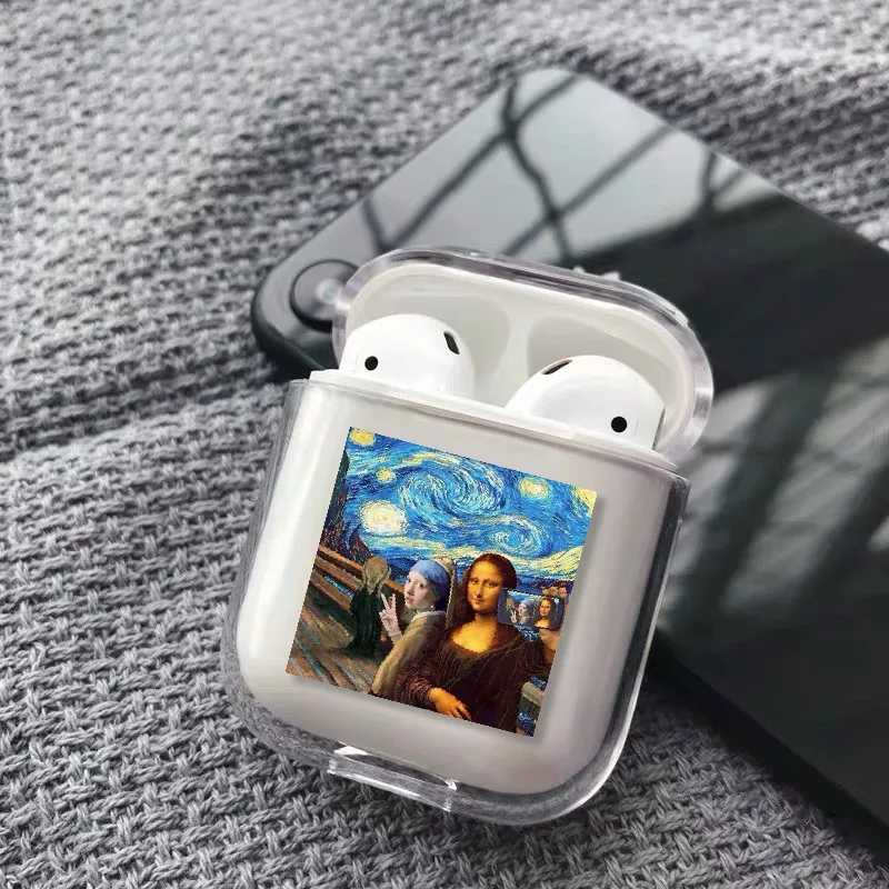 Чехол для наушников Ван Гог Мона Лиза для Apple iPhone, зарядная коробка для AirPods Pro, жесткий прозрачный защитный чехол, аксессуары - Цвет: 15