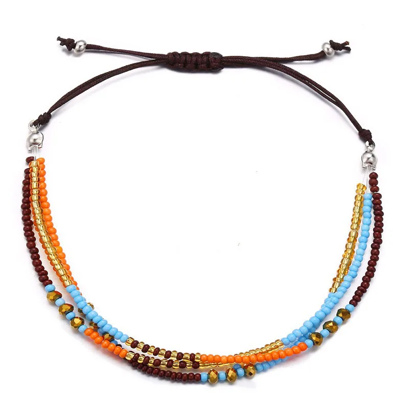 Многослойное красочное плетение в богемном стиле, Круглый браслет с бусинами в стиле ретро, Регулируемая Веревка, Этнические браслеты