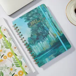 Bloc notes A5 pour planificateur Agenda quotidien, carnet de notes avec bobine de jour, papeterie pour planificateur d'école pour étudiant, Q9Y8, 2022 