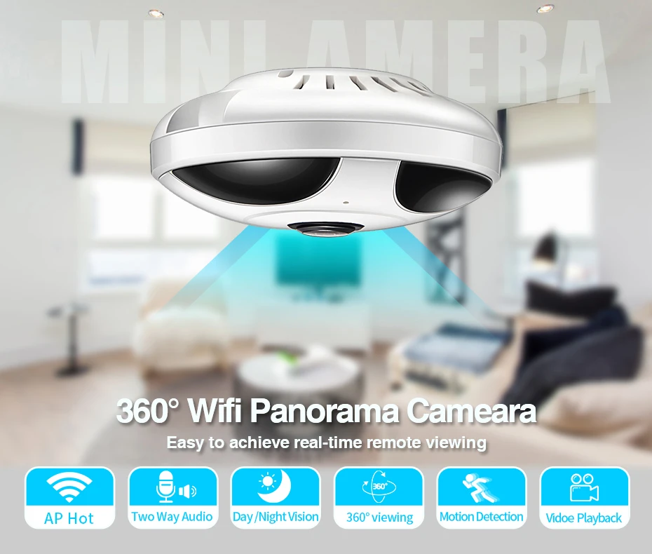 3MP Wifi IP 360 панорамная камера рыбий глаз HD 1080P Беспроводная Мини P2P ИК Ночное Видение домашняя CCTV камера видеонаблюдения