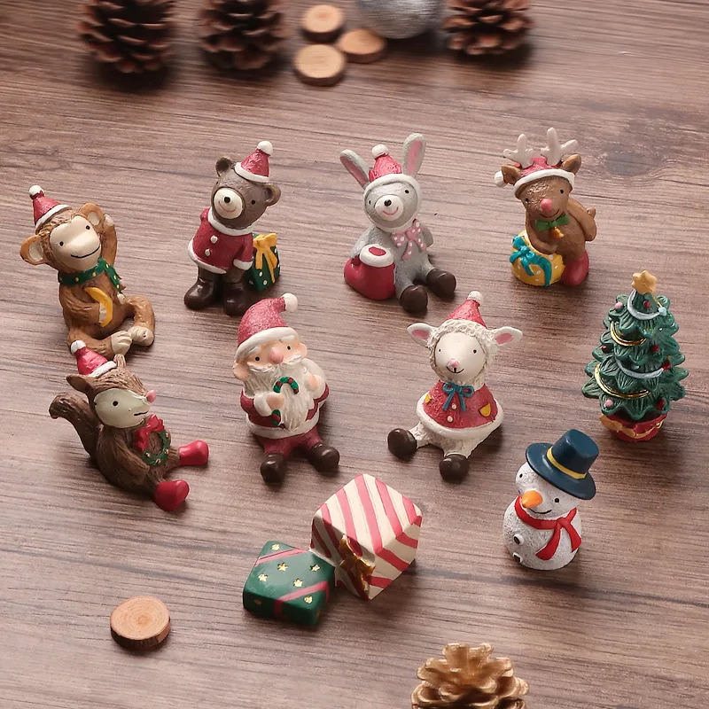 

1PC Mini Animals Figurine Ornaments Home Decor Fairy Miniature Figurines Resin Craft Christmas Party Decoration Gift Accessories