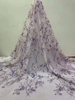 

High quality sequin embroidery French mesh African lace fabric Nigeria lace DIY high-end evening dress skirt wedding fabric