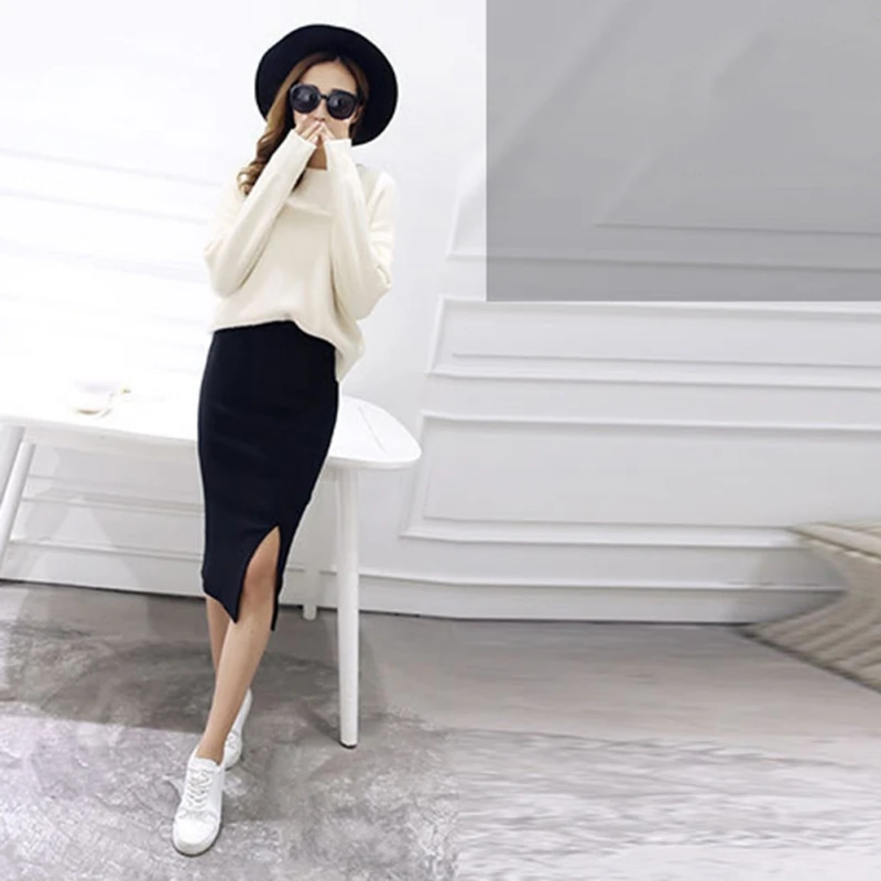 spring Autumn And Winter package hip skirt slit skirts women step skirt stretch Slim thin female waist skirts Long skirts