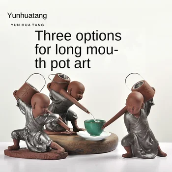 

Creative Little Monk Long Mouth Tea Pot Clay Tea Ornaments Tea Strainer Japanese Style Stoneware Kung Fu Tea Set Mini Tea Set