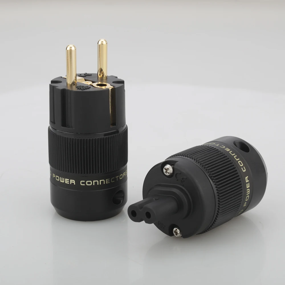 Пара аудиосигнала позолоченный рис. 8 C7 &amp Schuko Разъем питания hifi аудио динамик