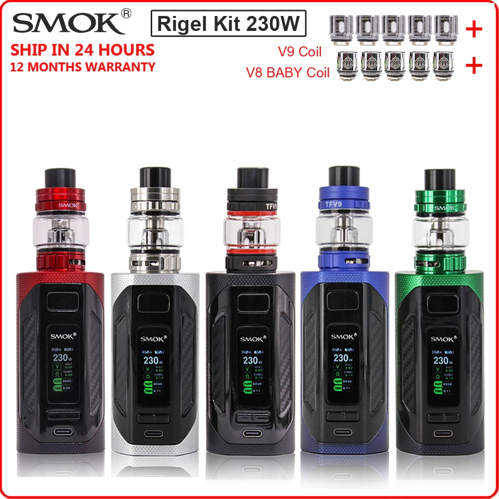 Новинка! Оригинальный набор SMOK Rigel 230 Вт электронная сигарета вейп с баком TFV9
