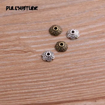 

100pcs 3*8*8mm Two Color Bead Caps Charm Hollow Flower Letter Pendants Jewelry Accessories DIY Receptacle Charms