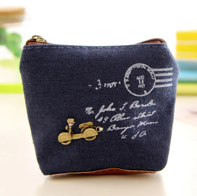 Retro Letter Printing Coin Purse Women Mini Canvas Card Holder Small Wallet Pouch Daily Storage Bag Shell-shaped Mini Wallet 3