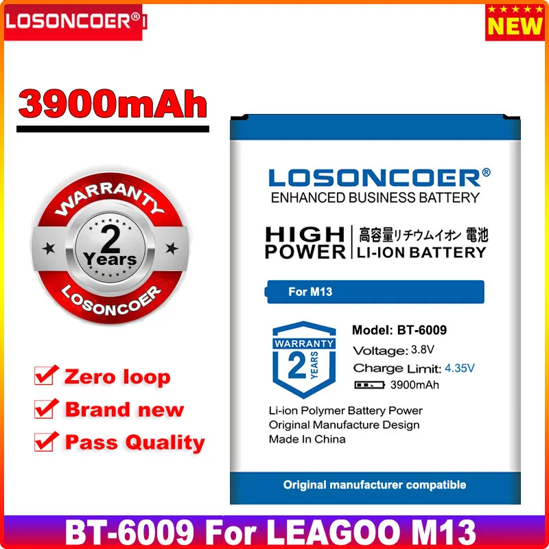 LOSONCOER 3900mAh BT-6009 Battery for LEAGOO M13 Smart Mobile Phone High Capacity | Мобильные телефоны и аксессуары
