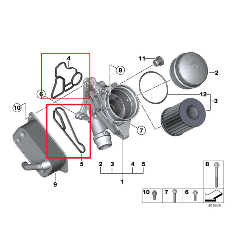 Масляный фильтр двигателя и охладитель Корпус Прокладка уплотнения комплект для Bmw E60 E90 E91 325I 11427537293