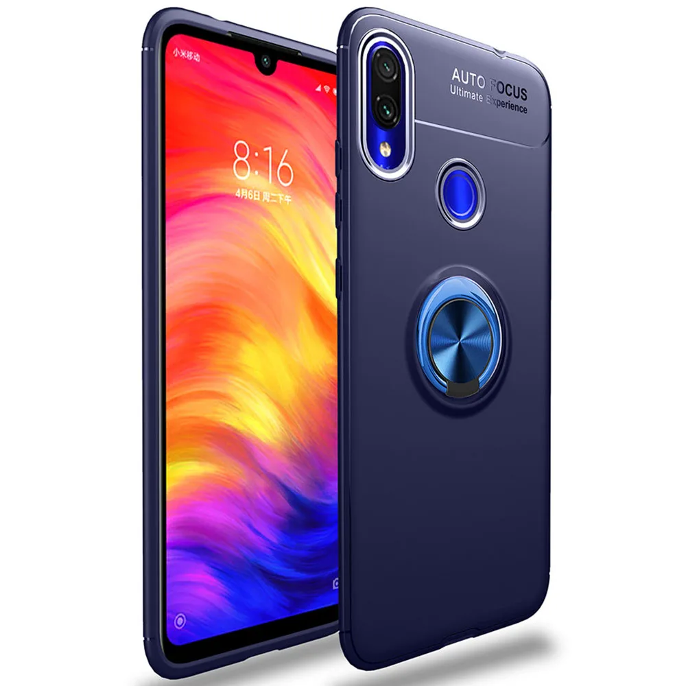 Blue Для samsung Galaxy M10 M20 M30 A10 A20 A30 A40 A50 A70 чехол цветной металлический кольцевой магнитный держатель чехол для телефона из мягкого силикона ТПУ с рисунком Роскошный чехол - Цвет: Blue