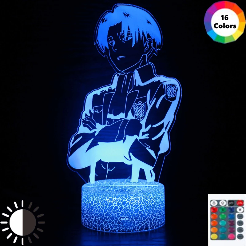 

Attack on Titan Anime RGB Lamp Manga Figure Setup eren Jaeger Aot Hange Zoe Shingeki No Kyojin Armin Arlert Gift 3D Night Light