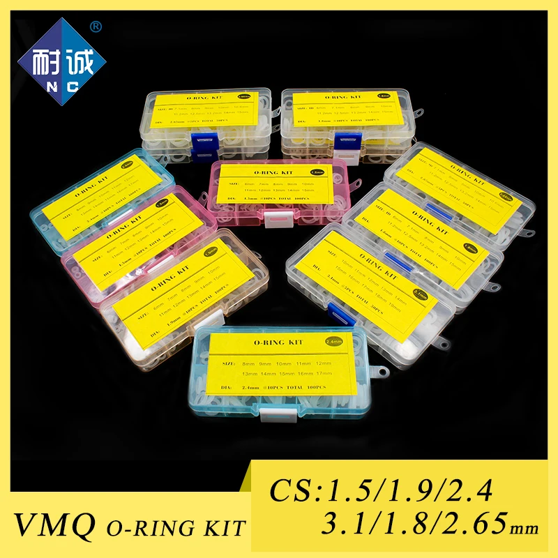 Толщина 1,5/1,8/1,9/2,4/2,65/3,1 мм Силиконовое кольцо из силикона/VMQ-хомут с круглым воротником для мальчиков и девочек резиновый уплотнитель уплотнительное кольцевая шайба Ассорти ящик для инструментов
