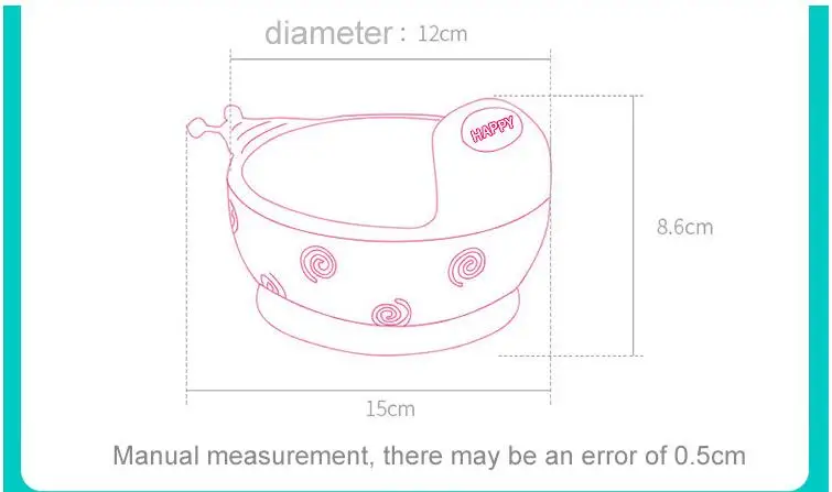 Нескользящая устойчивая присоска, силиконовая миска для детей с рисунком улитки, миска для еды, посуда для кормления детей, миска для еды