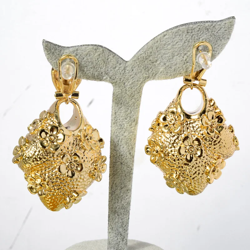 Sunny Jewelry Fashion African Drop Dangle Earrings Big Hollow Design High Quality Gold Plated For Women Party Wedding Gifts