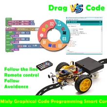 Cheapest Graphical Programming Smart Car Mixly Kit Stem Maker Teaching Aid Compatible With Arduino Robot Diy Toy Parts