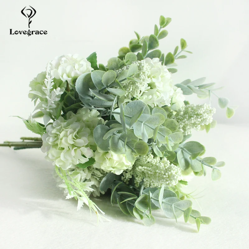 Lovegrace Свадебный букет Искусственный цветок Свадебный букет невесты букеты шелковые цветы Свадебный букет s цветы - Цвет: Light-green