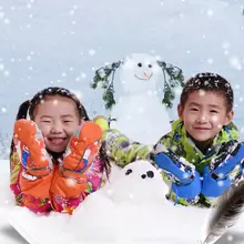 Водонепроницаемые зимние лыжные варежки для детей ясельного возраста, уличные уплотненные длинные ветрозащитные Нескользящие теплые зимние перчатки От 3 до 12 лет