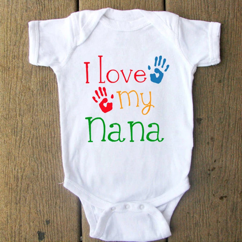 2019 милый сдельник для ребенка с принтом «I Love My Nana», забавные хлопковые комбинезоны с короткими рукавами для маленьких мальчиков и девочек