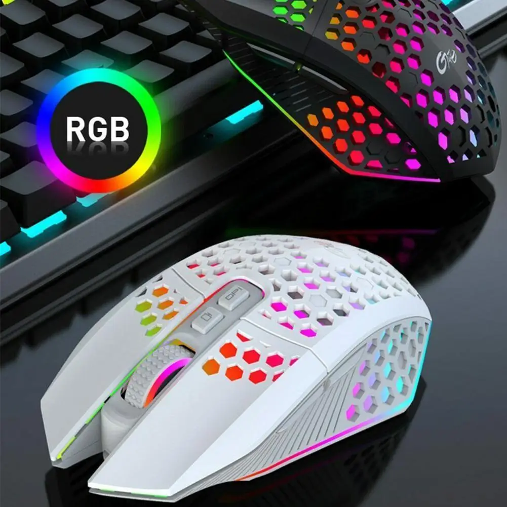 X801 Honeycomb Hollow Radio Competitive Rechargeable 8 Buttons Rgb Game Mouse Luminous Silent Gaming Wireless Transmission | Компьютеры и