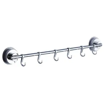 

1PC Hook Rack Stainless Steel Duster Cloth Wall Mounted Hangers Suction Towel Rack Hook Rail For Kitchen Bathroom