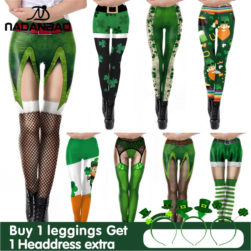 NADANBAO St Patrick's day Leggins 3D Printed Workout Legin Fitness Leggings For Women Festival Legging Elastic Slim Plus Size