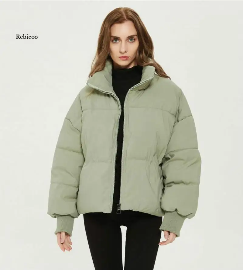 Women 2021 Fashion Oversized Thick Warm Parkas Coat Vintage Long Sleeve Pockets Drawstring Female Outerwear Chic Tops