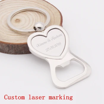 

50Pcs Personalized Wedding Gifts For Guests Heart Bottle Wine Opener/Keychain Wedding Favor Birthday Party Souvenir Custom Logo