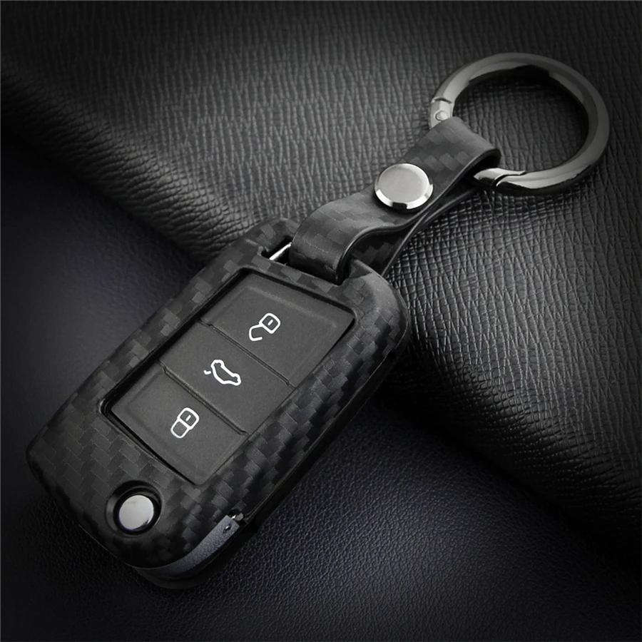 

Silica Gel Carbon Fiber Car Key Case Fob Cover For Seat Ibiza FR Leon 1 2 ST 5F Arona Altea Ateca Cordoba Toledo Key Accessories