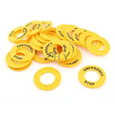 

30 Pcs Yellow Emergency Stop Pattern 22mm Cutout Buttonswitch Protective Case