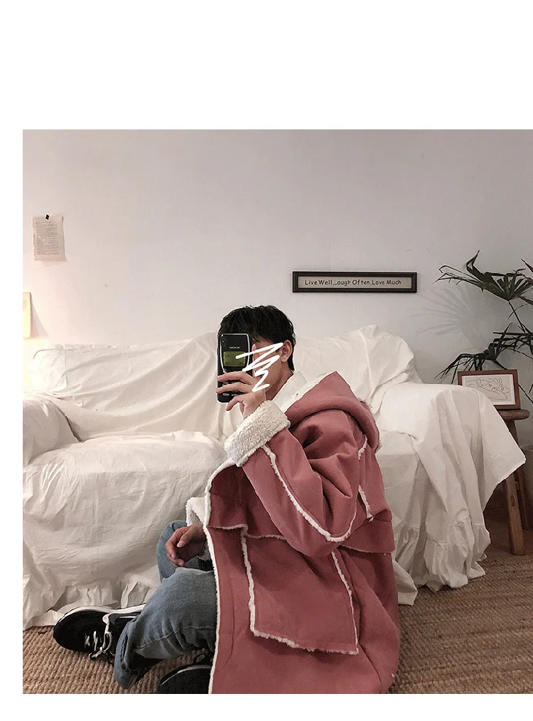 Lamb Wool Fleece Winter Nice Quality Jacket Men Thick Warm Parka Windproof Streetwear Hip Hop Student Clothes Korean Coat