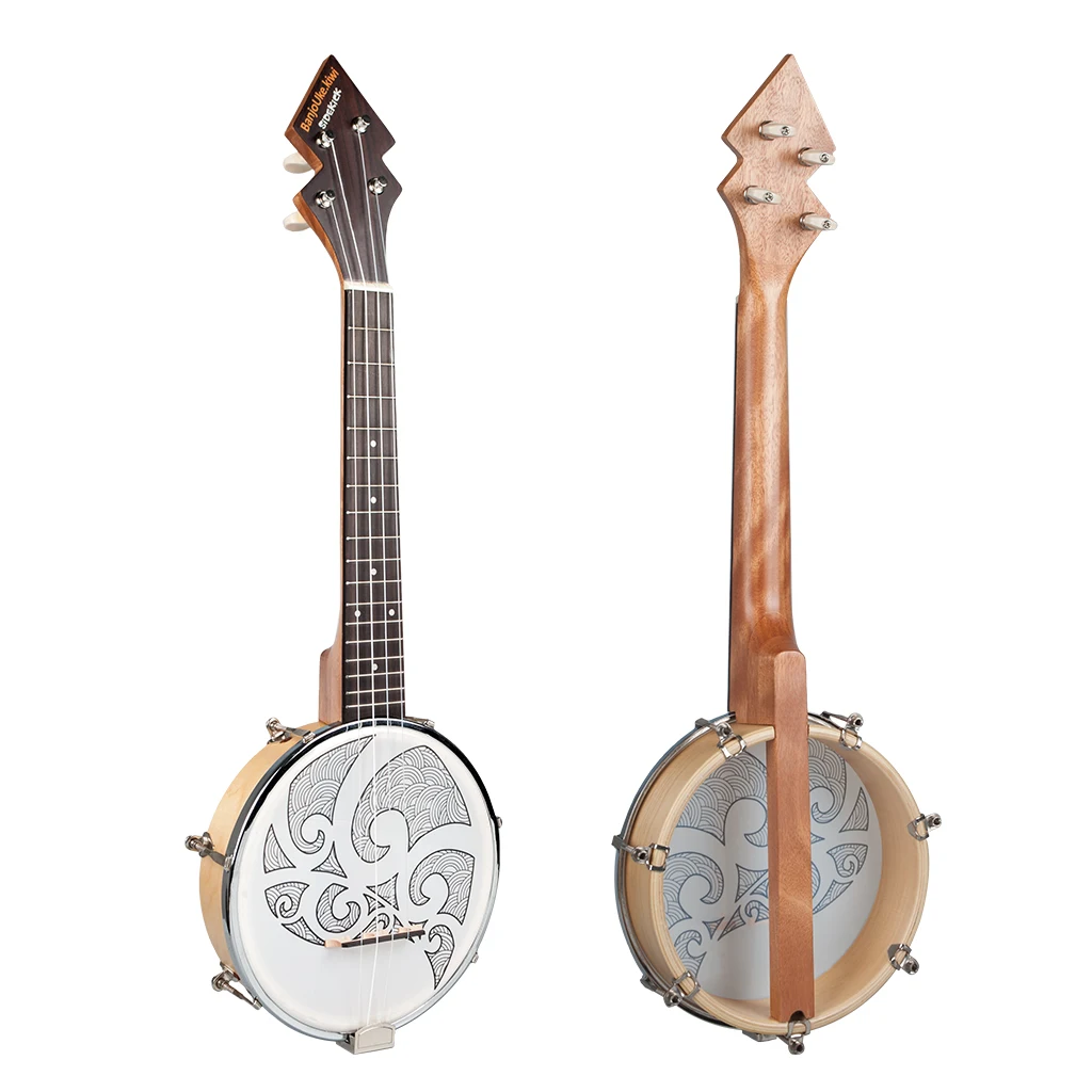 26 дюймов банджо Banjolele миниатюрная гитара укулеле-4-String Винтаж-покрытием с сумкой электронный тюнер