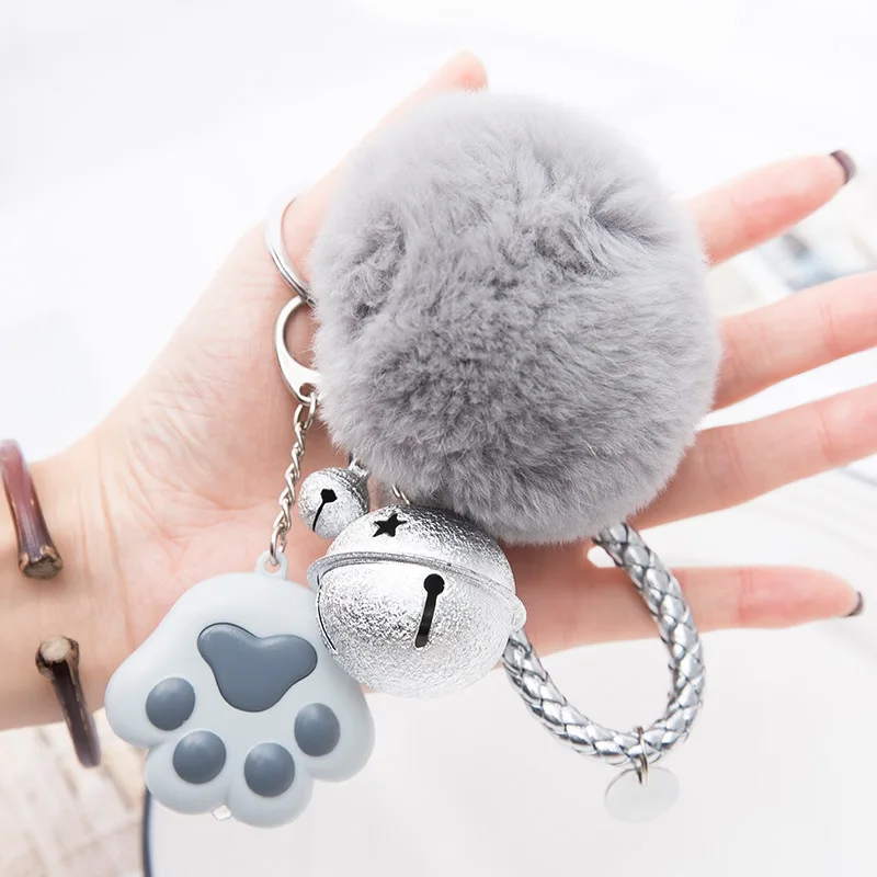 BS-040, креативный брелок для ключей, милый блестящий звук, изготовление кошачьей лапы, lai tu, пушистый шар, чехол для телефона, автомобиль, аксессуары