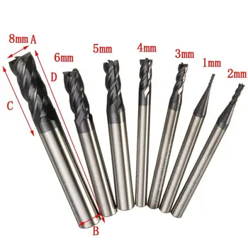 

Milling Cutter HRC50 Carbide Tungsten End Mill Tool Kit 7pcs 1-8MM 4-Flute New