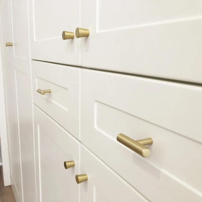 Brushed Brass Kitchen Cabinet Knobs Handles Gold Drawer Dresser Knobs Furniture Cupboard Closet Door Handles-1Pack