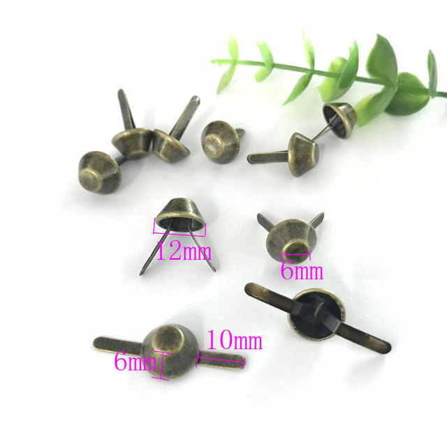 12*6mm Luggage Parts Rivet Bag Accessories Manual Metal Bag Bottom Nail Foot Nail Diy Parts Alloy Two-legged bucket nail