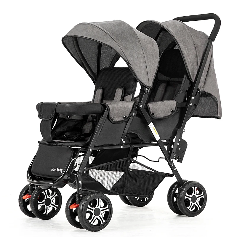

Genuine Twin Baby Trolley Front and Rear Stroller Light Folding Double-seat Trolley Can Lie Down