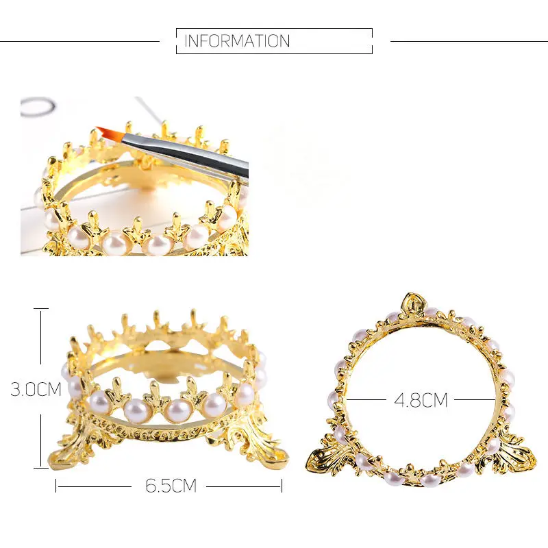 Золотые и серебряные со стразами корона для дизайна ногтей держатель Кисти держатель для ручек несущая Поддержка стойки для ногтей щетка для демонтажа стойка для накладных ногтей