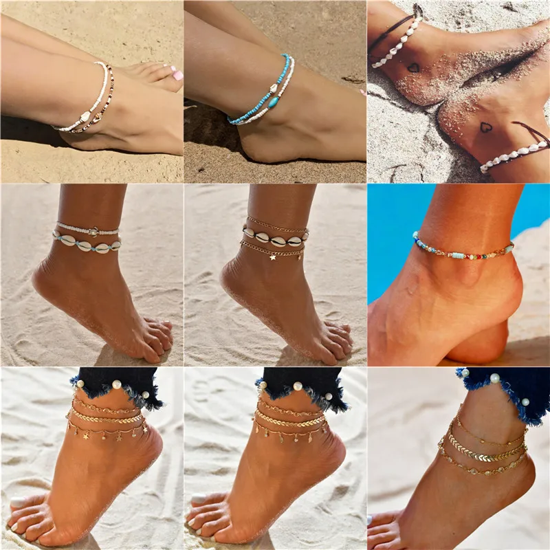 19 Style Ankelts For Women Girl Summer Jewelry Natural Shell Beads Anklet Hot Sale Gold Color Link Chain Ankle Bracelet Dropship 19 Style Ankelts For Women Girl Summer Jewelry Natural Shell Beads Anklet Hot Sale Gold Color Link Chain Ankle Bracelet Dropship