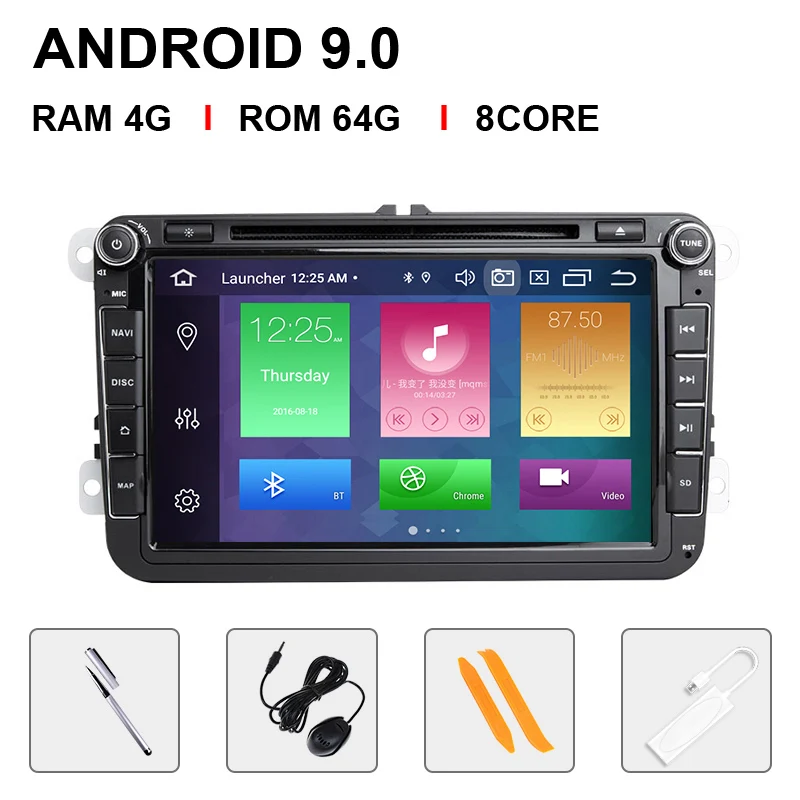 4GB2 Din Android 9 Car radio GPS Navigation For VW Passat B6 amarok volkswagen Skoda Octavia 2 superb Jetta T5 golf 5 Multimedia - Color: 8 Core 64ROM Carplay