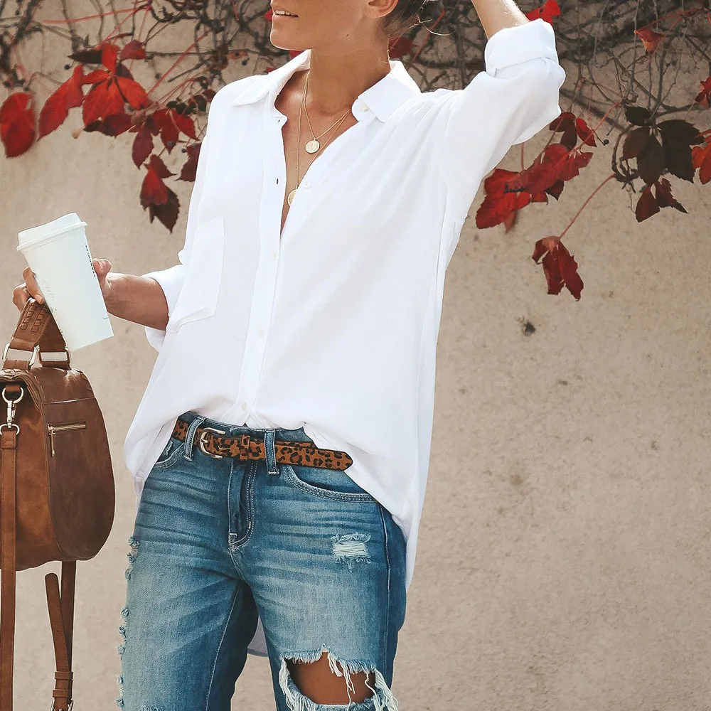 Contradicción Glosario intermitente Camisa blanca mujer primavera otoño Blusa de manga larga Oversize suelta  básica de oficina camisetas de talla grande Casual Boho moda negro _ -  AliExpress Mobile