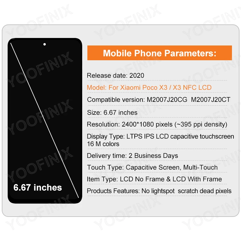 LCD Display Screen 6.67" For Xiaomi POCO X3 X3 Pro NFC Replacement Parts