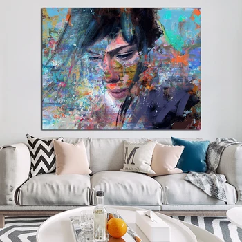 

OUCAG Abstract Pop Art Oil Painting Printed On Canvas Wall Art Home Decor Picture Graphic for Living Room Posters and Prints