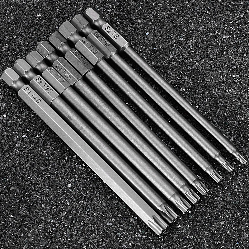 8pcs 100mm 1/4 Inch Torx Head Screwdriver Bits Hex Magnetic Screwdriver Set Hand Tools T8/T10/T15/T20/T25/T27/T30/T40