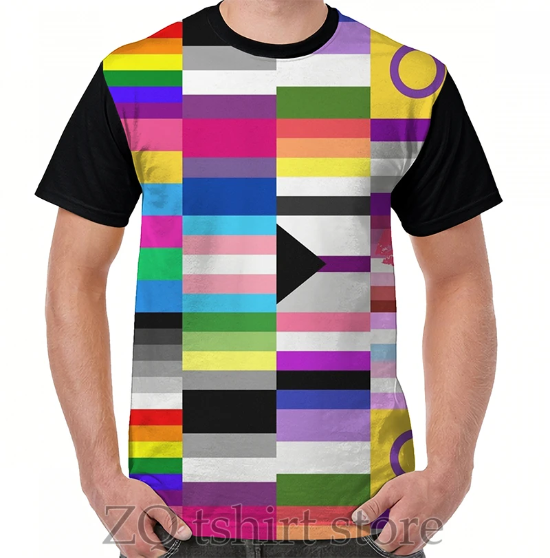 Футболка ЛГБТ с рисунком гордости и флажков коллажем мужские топы футболка для