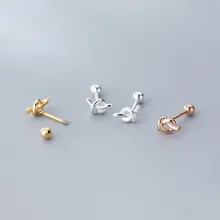 Настоящее 925 пробы, серебряные серьги-гвоздики с узлом для женщин и девушек, простые маленькие серьги, модные ювелирные изделия, минималистичные серьги Brincos