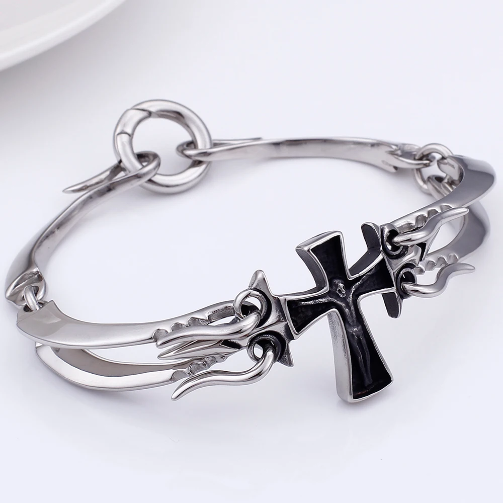 Браслет с христианским крестом из нержавеющей стали мужские браслеты s металлические браслеты для мужчин религиозная повязка на руку ювелирные изделия подарок для друга